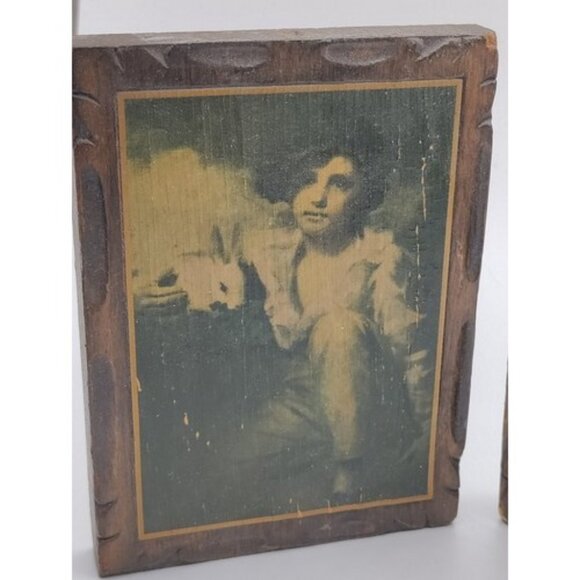 Vintage Wood Block Print Set Age of Innocence Sir Joshua Reynolds Boy Girl - Picture 2 of 7